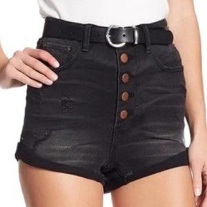 One Teaspoon Drop Waist Black Denim Shorts - Size 24